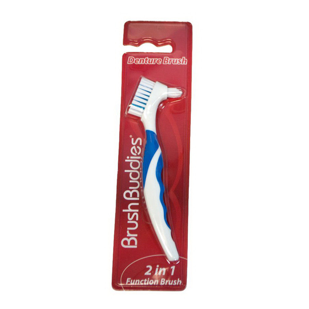 Brush Buddies Denture Brush 2 In 1 Function Brush , 1 Ea (Colors May Vary)